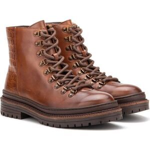 Vintage Foundry Men's Shoes Vulcan Leather Lace-Up‎ Boot Moto Brown Size12